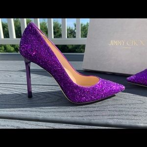 Jimmy Choo Romy 100 purple glitter pump - New